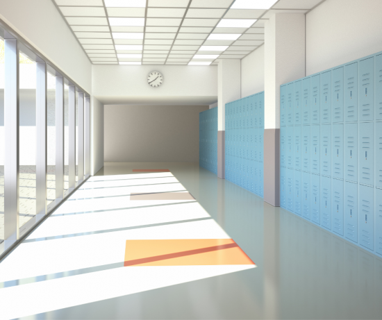 school hallway after painting