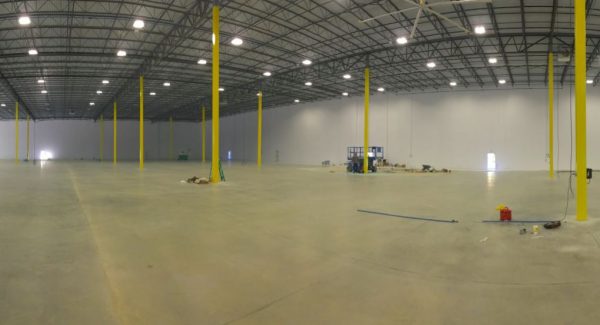 the fully painted end result of the warehouse painting project