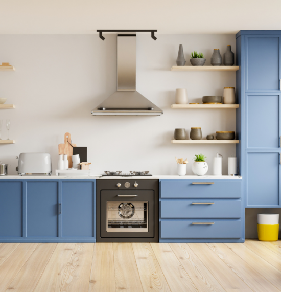 blue kitchen cabinets