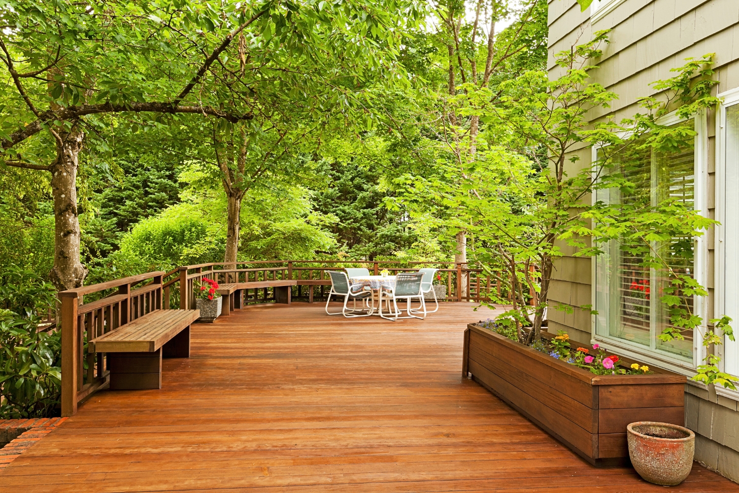 Beautiful deck with trees photo