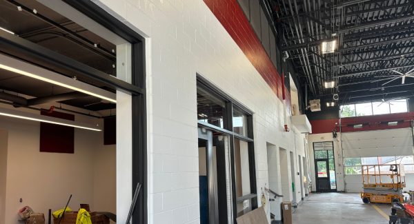 Cudahy Fire Station walls with red stripes