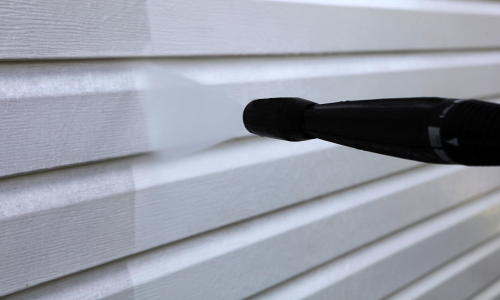 Surface washing a white exterior