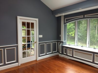 gray and white interior painting