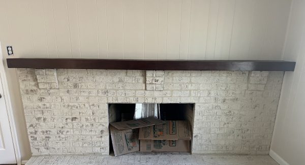lime washed fireplace