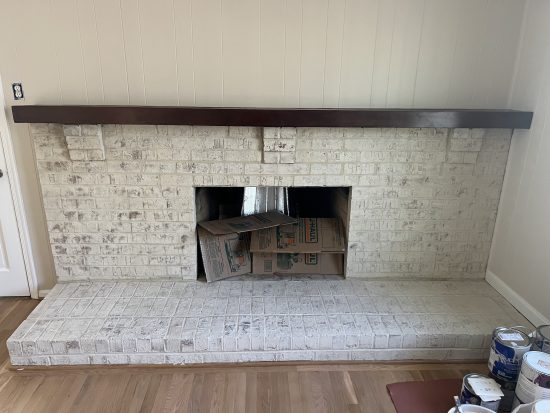 lime washed fireplace