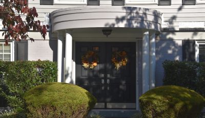 black front door painting