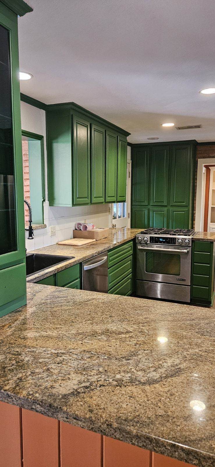 Rockwall Home Interior Full revamp Project after photo of appliances with green cabinets around Preview Image 9