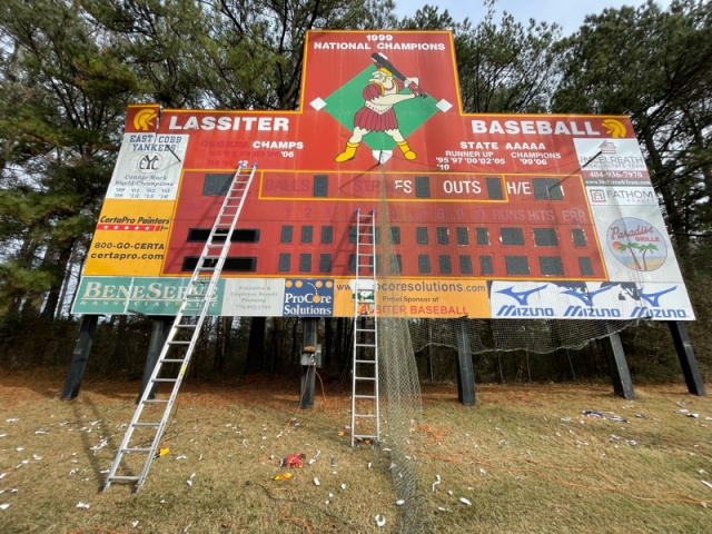 photo of highschool scoreboard to be repainted