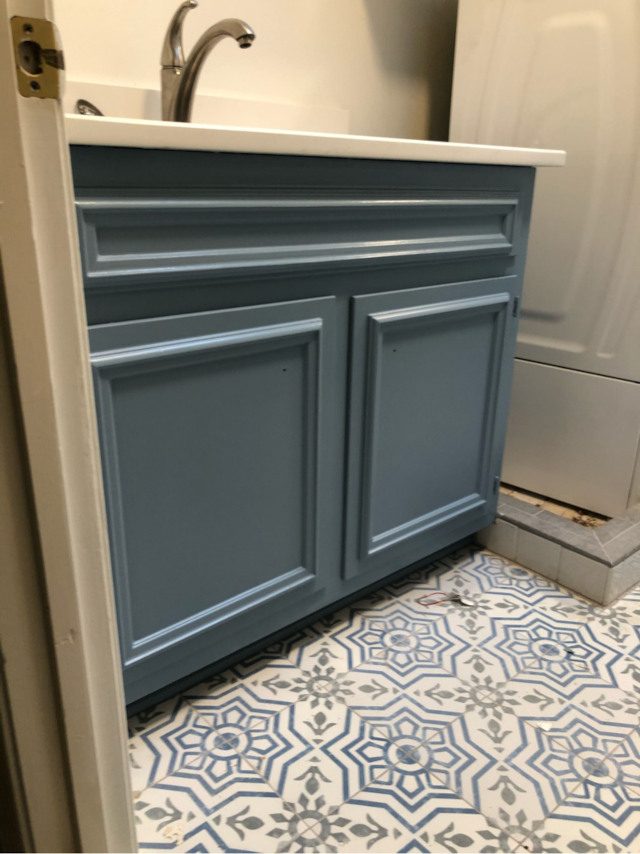 repainted cabinets in the bathroom of a house in alpharetta, georgia Preview Image 1