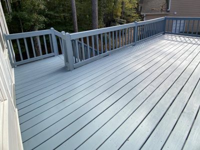 repainted blue deck and stairs in roswell ga
