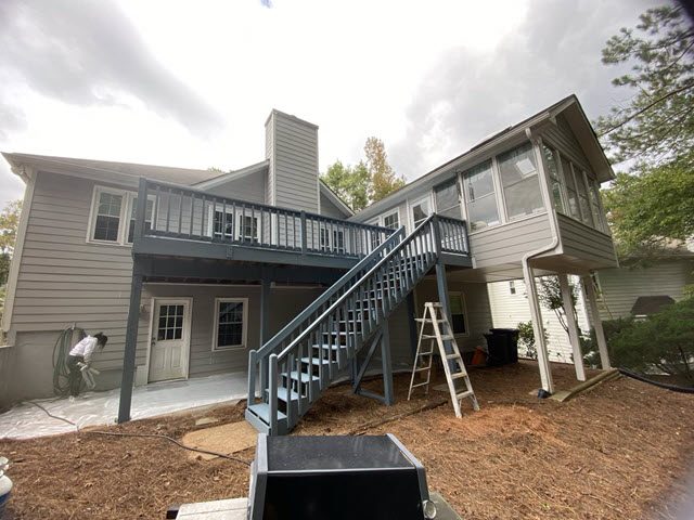 repainted blue deck and stairs in roswell ga Preview Image 1