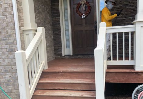 before photo of repainted front porch in roswell georgia
