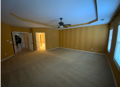 interior room with yellow striped wallpaper Preview Image 1