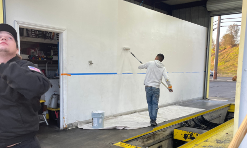 Service Bay During Interior Painting
