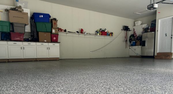 Garage Floor Project Using Polyaspartic Flake in Wildwood, MO