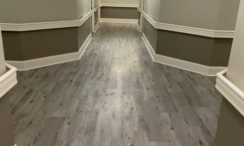 Renovated Hallway with Thematic Gray Paint