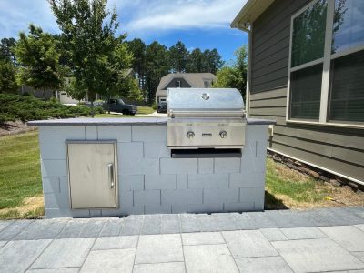 painted concrete grill station