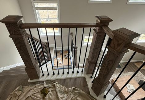 home interior staircase after staining project