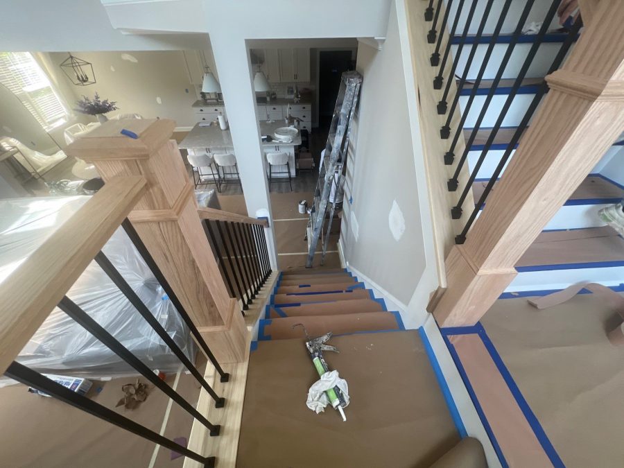home staircase prepped during repaint Preview Image 3