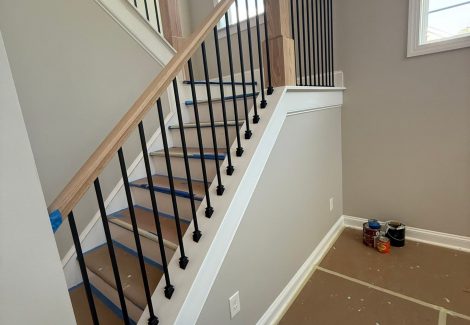 home staircase before paint update