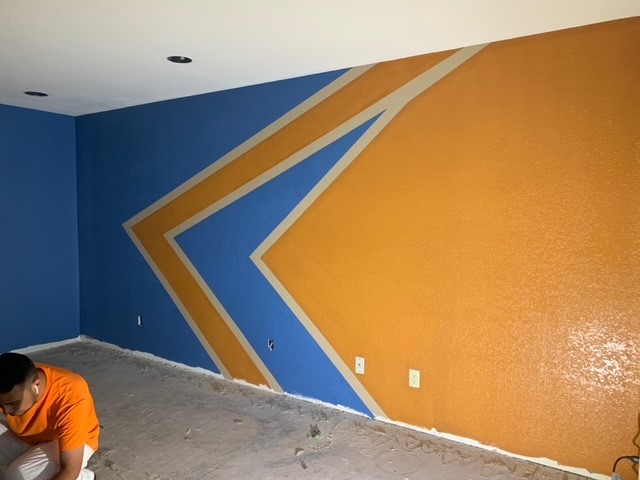 blue and orange chevron wall 2019