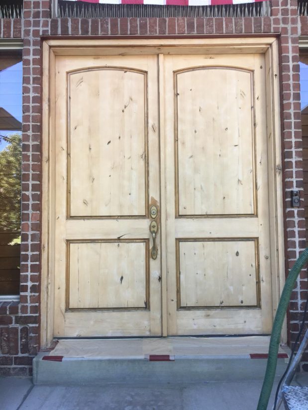 door staining before