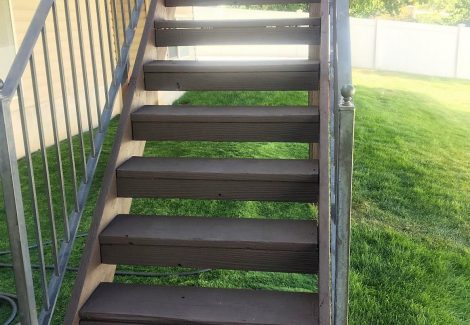 Stairs stained to match deck