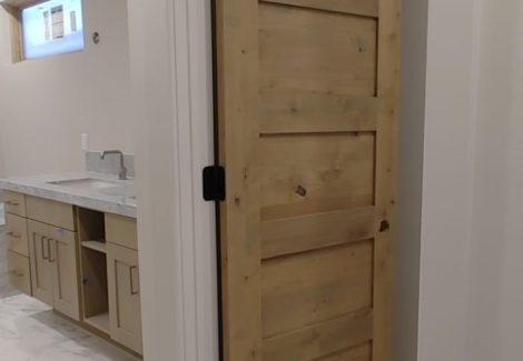 Another view of the freshly stained interior door.