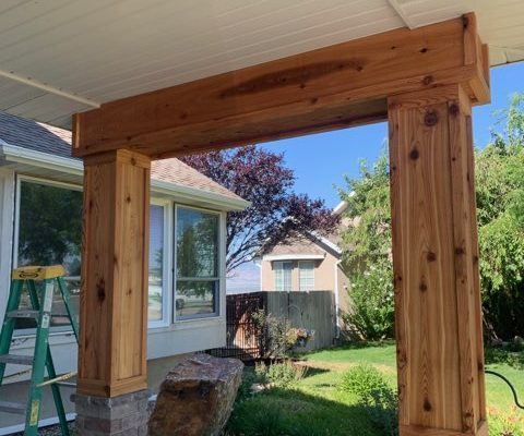 Finished cedar columns