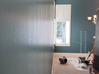 blue painted room interior