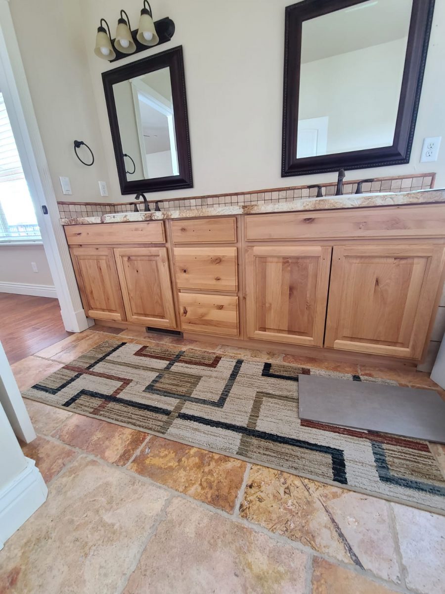 photo of bathroom cabinets and vanity before painting Preview Image 3