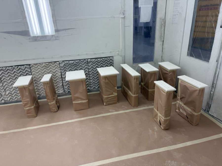 painted cabinet doors drying on blocks Preview Image 2