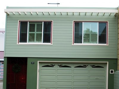 Green Exterior and Garage