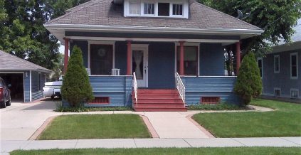 Blue and Red Residential Front Ext