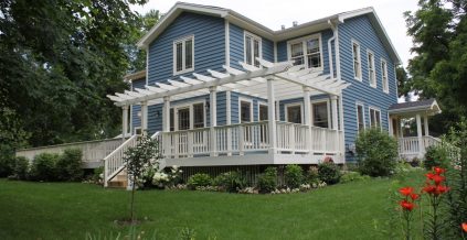 Blue and White Residential Exterior