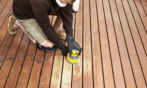 Sanding a deck