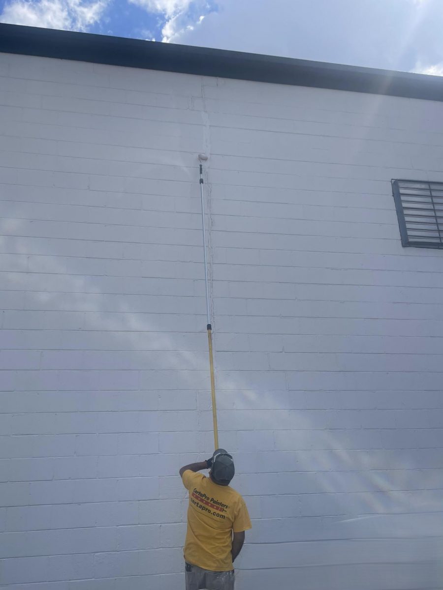 painter with roller working on commercial exterior wall Preview Image 4