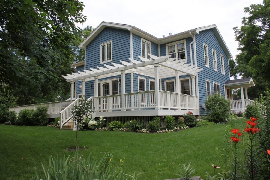 Blue and White Residential Exterior