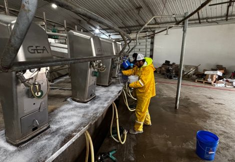 Gill Dairy Case Study floor being repaired with sand