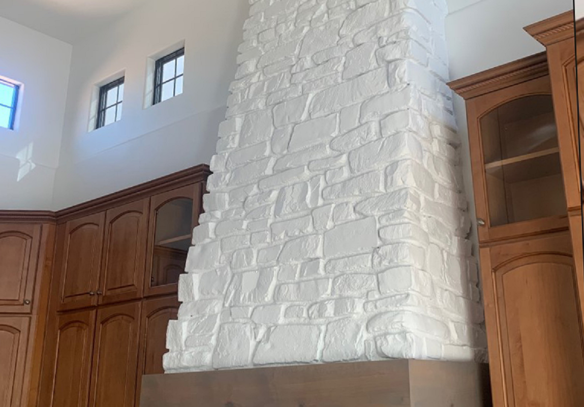 Stone Fireplace Painting After