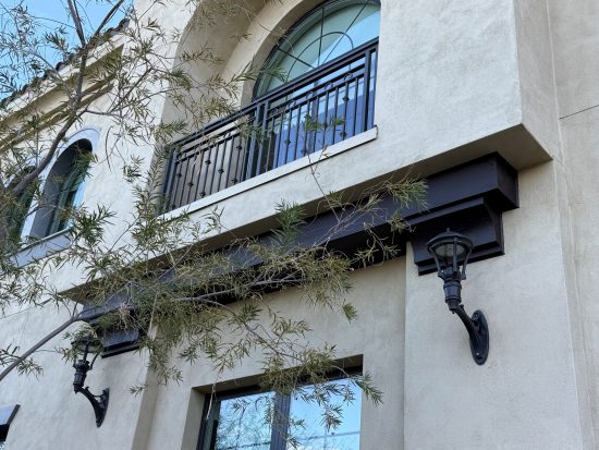 commercial facility exterior with stained wood trim