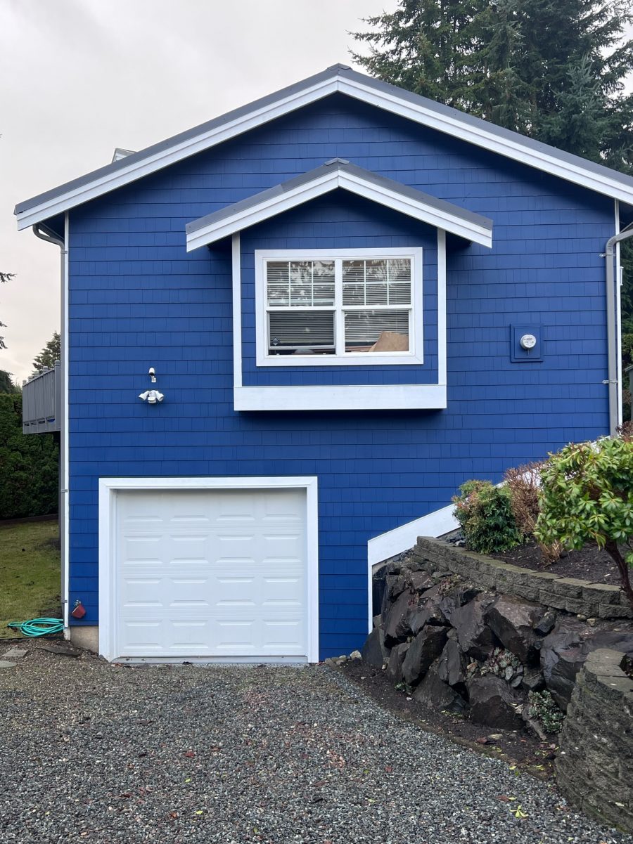 Brown Home Repainted Blue