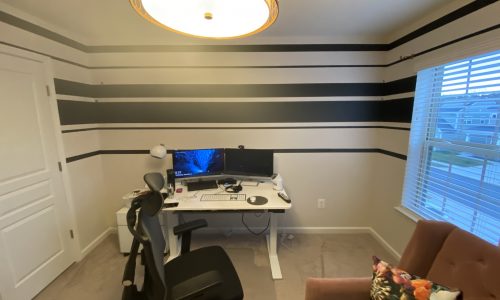 Six stripe office accent black and tan