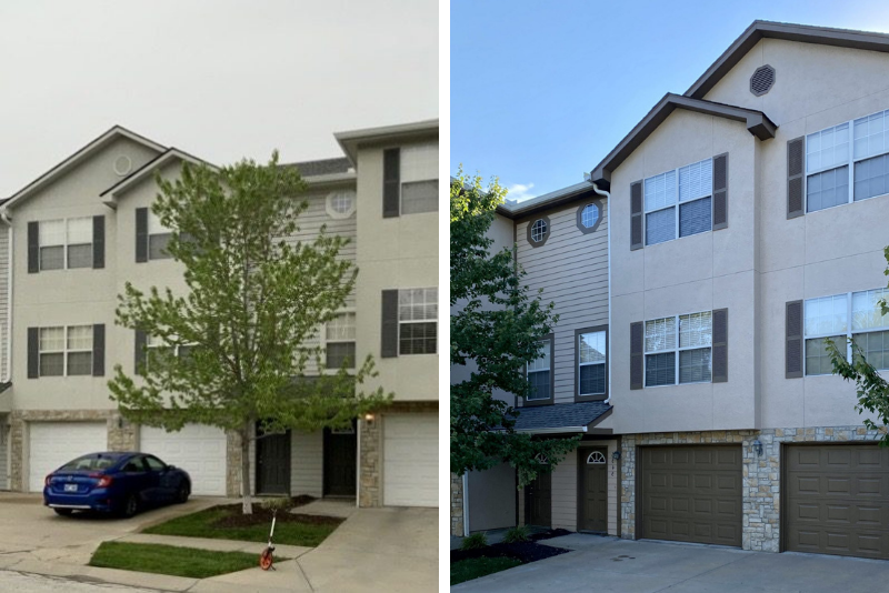 Pine Meadows Townhomes in Shawnee, KS Before and After Picture