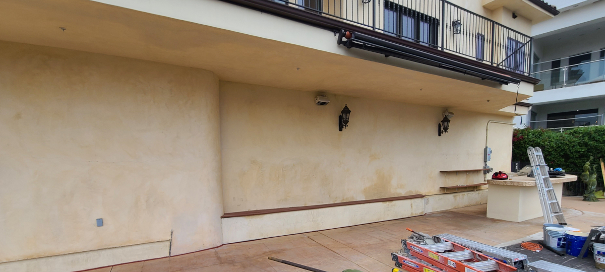 Venetian plaster repainted on the exterior of this home in Sherman Oaks.