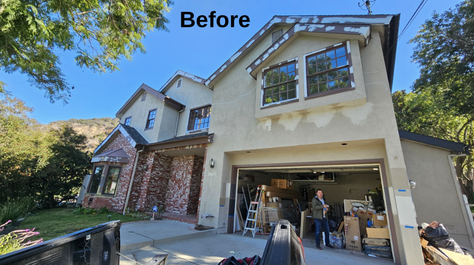 Before painting this stucco home in Sherman Oaks,