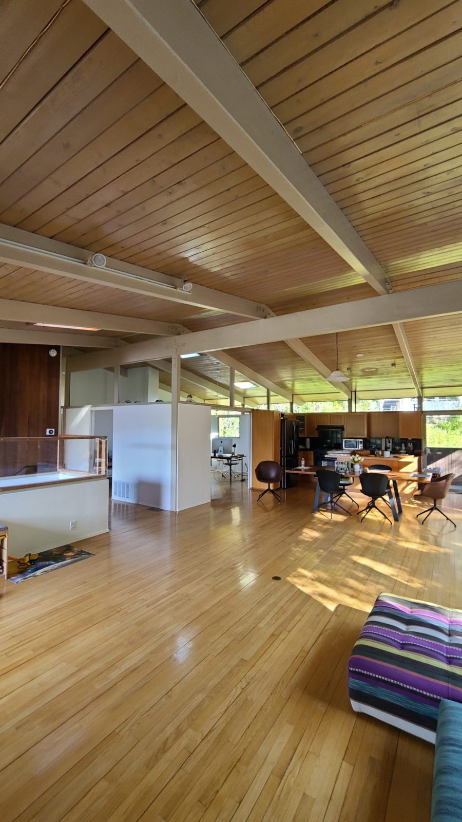 Natural wood ceiling in Bel Air home before staining. Preview Image 1