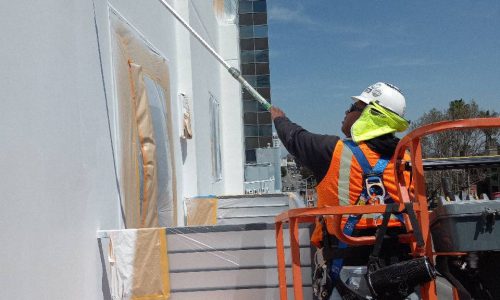 Stucco Walls Being Painted