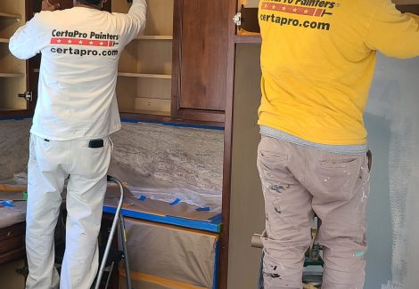 Before the kitchen cabinets were refinished.