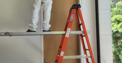 A modern Bel Air interior with tall ceilings ...